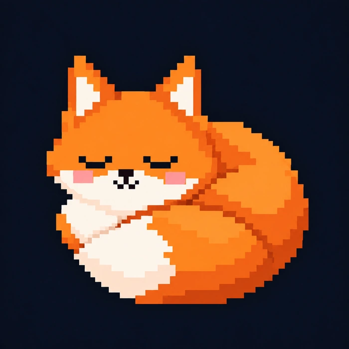 Sleeping orange pixel fox
